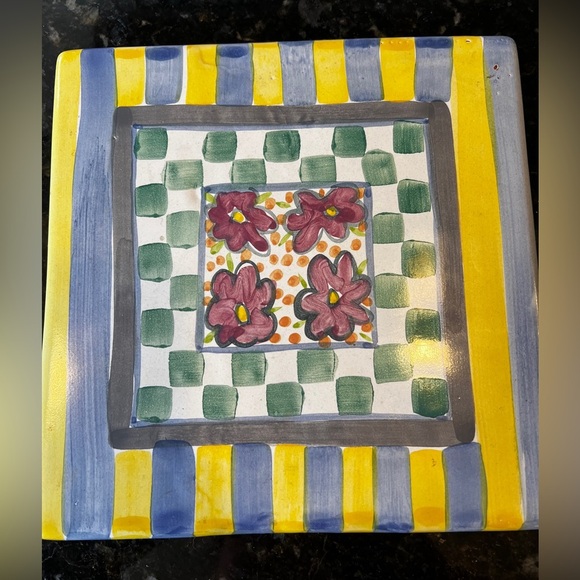 MACKENZIE CHILDS Myrtle Hand Painted Ceramic Trivet Vintage Retired - Picture 4 of 7